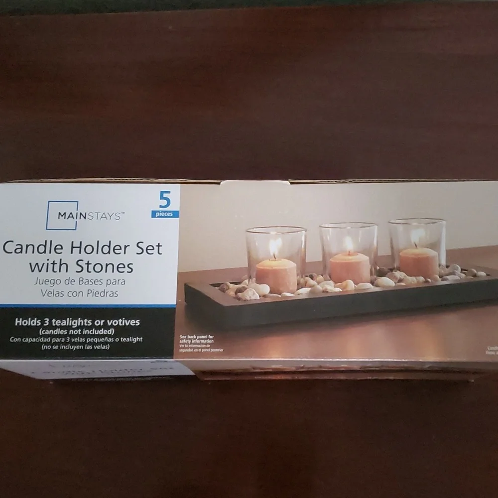 Mainstays Candle Holder Set with Stones - Picture 4 of 4